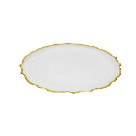 CLASSIC TOUCH DECOR Classic Touch CD407AW Alabaster White Dinner Plates with Gold Trim; Set of 4 CD407AW